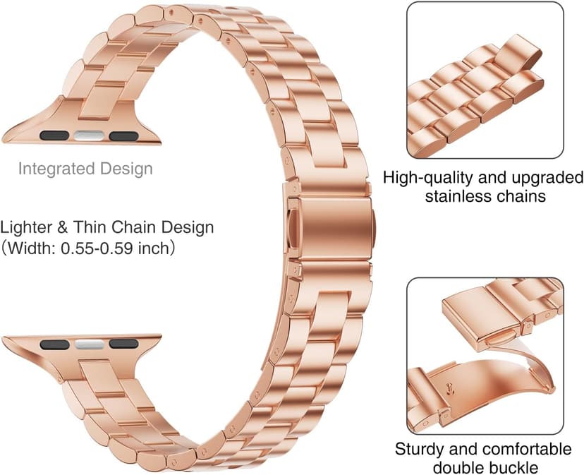 Thin Bands Compatible with Apple Watch 40mm 38mm 41mm 42mm (Series 10 11), Stainless Steel Metal Replacement Adjustable Wristband Strap for iWatch Ultra3/2/1 SE1/2/3 Series 9/8/7/6/5/4/3/2/1 Women