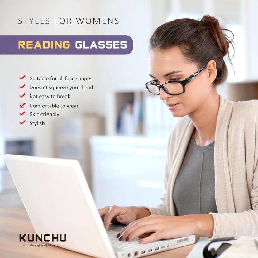 5Pack Reading Glasses for Women - Blue Light Blocking Spring Hinge Computer Readers Anti Glare UV Eyeglasses
