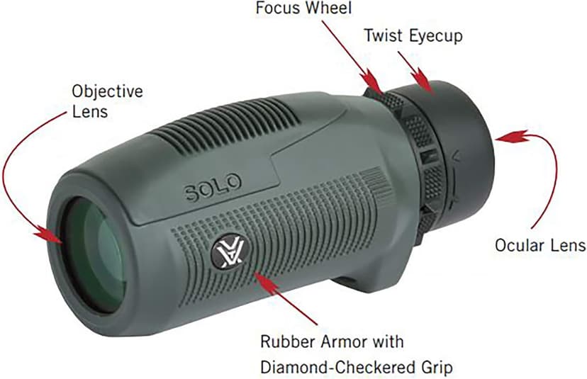 Vortex Optics Solo Monocular 10x25 - Adjustable Eyecup, Fully Multi-Coated Lenses, Rubber Armor, Non-Slip Grip, Fogproof, Waterproof - Unlimited, Unconditional Warranty