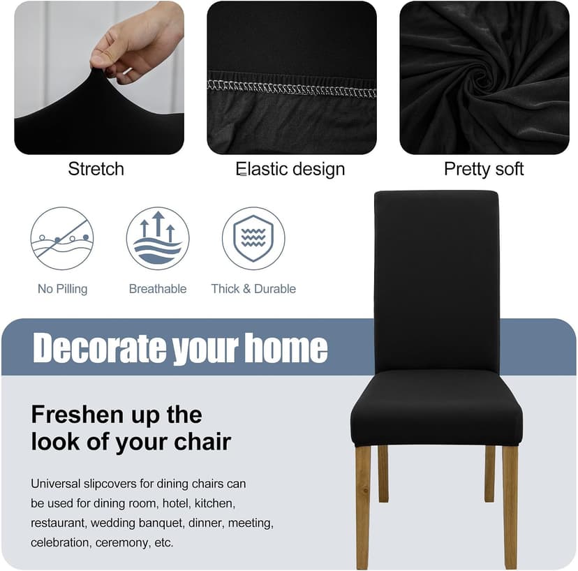 BIETYONE Chair Covers,Dining Room Chair Covers Set of 6,Stretch Kitchen Chair Cover,Washable Dining Chair Cover,Parsons Chair Slipcovers Protective,for Home,Restaurant,Banquet