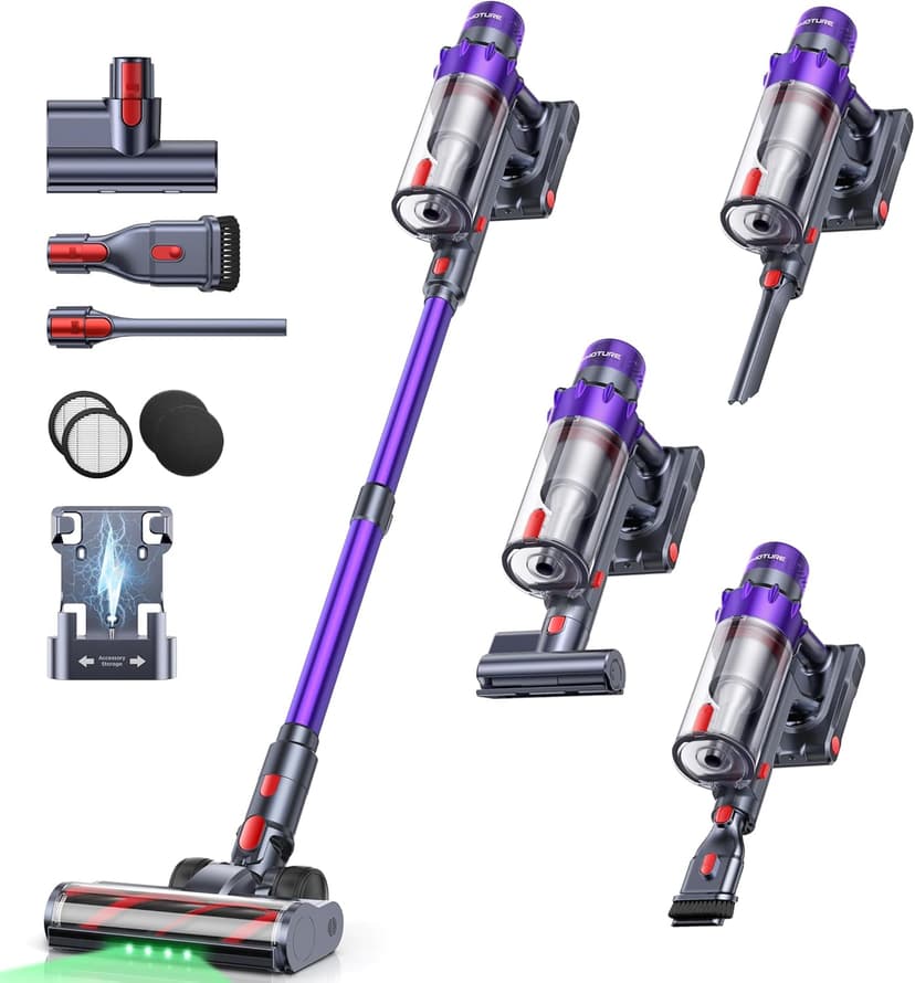 SMOTURE Cordless Vacuum Cleaner, 600W 50KPA 65Mins Vacuum Cleaners for Home, Cordless Stick Vacuum with LED Touch Screen, Anti-Tangle Wireless Vacuum, Handheld Vacuum for Pet Hair/Carpet/Floor