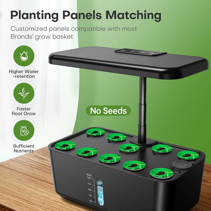 Plant Germination Kit Herb Vegetable Growth Lamp Countertop, Hydroponic Planter Grower Harvest Lettuce for Healthy Home Cooks Ahopegarden Indoor Garden Hydroponics Growing System: 10 Pods Kit with LED B0B6BB4TVC