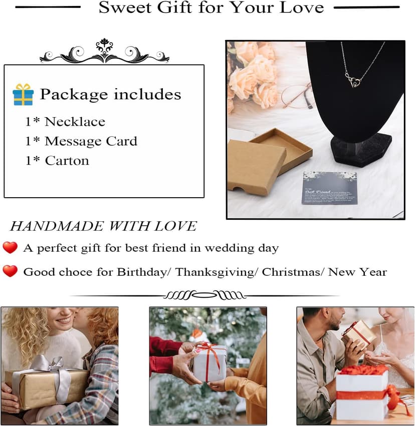 OKEYCH BestFriend Gift to Bride, To My Best Friend On Her Wedding Day Necklace, Bride Gift From Maid of Honor, Wedding Present