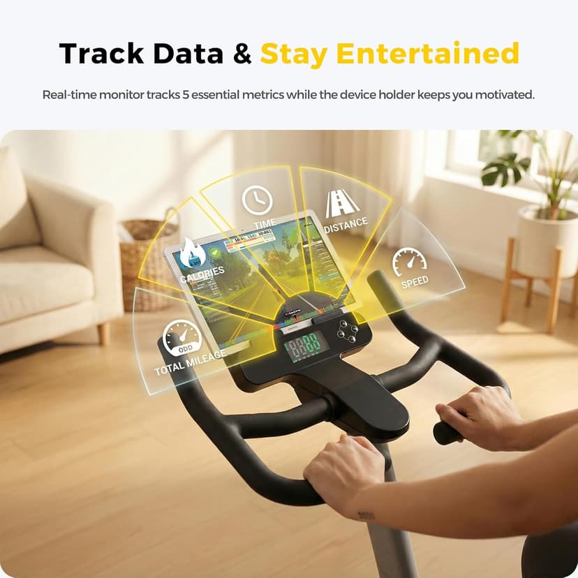 Compact Exercise Bike for Small Spaces, Quiet Rear Flywheel Stationary Bike for Home, 7-Level Lever Resistance, Soft Seat Indoor Cycling Bike for Petite to Medium Frames (<26dB)