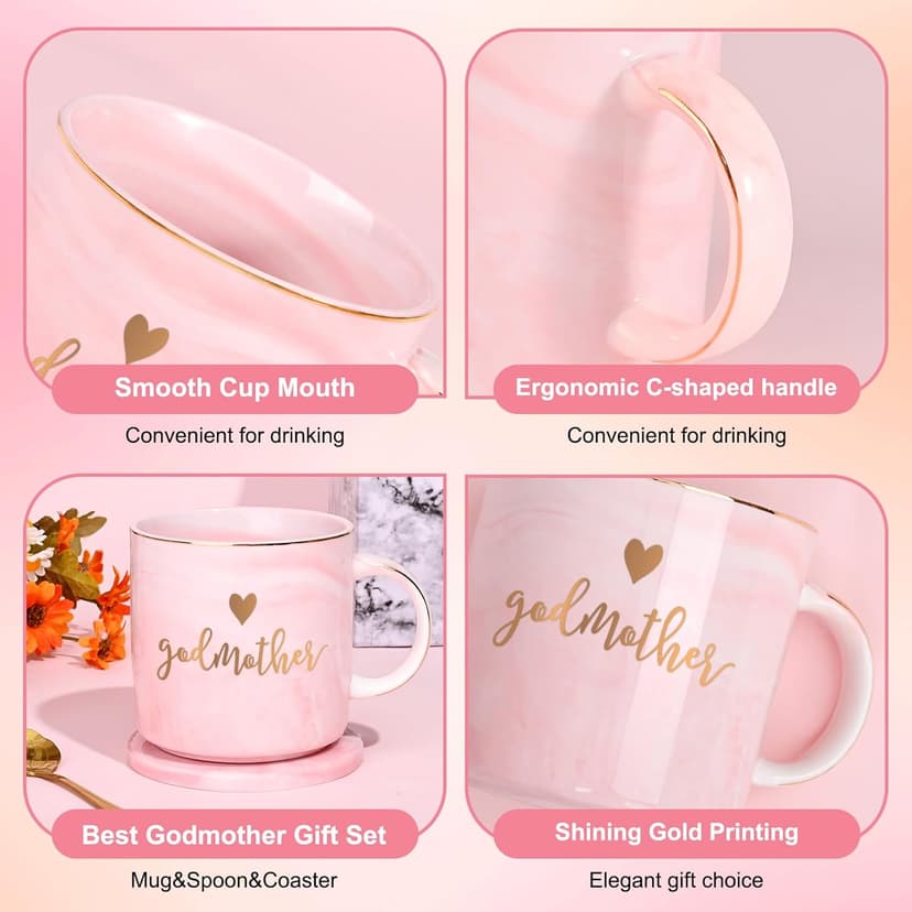 YHRJWN Godmother Proposal Gift, Will You Be My Godmother, Quieres Ser Mi Madrina, Christmas Mothers Day Birthday God Mother Gifts for Women from Godchild, Aunt Gifts, 12 Oz