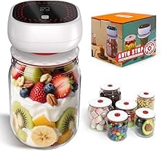 Electric Mason Jar Vacuum Sealer Kit - Auto-Stop with Digital Display, 60kPa Ultra Strong Suction for Wide/Regular Mouth Jars, Preserve Freshness 12X Longer (Includes 6 Lids & Bag Adapters)