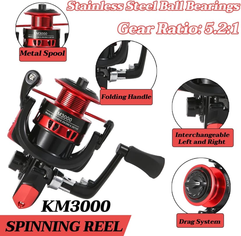 Tripquips Fishing Rod, 6.9ft 2Pcs Telescopic Fishing Rods Set, Carbon Fiber Fishing Pole, 2PCS Spinning Rod and Reel Combo with Carrier Bag Freshwater Fishing Rod and Reel Combos Kits Fishing Gear