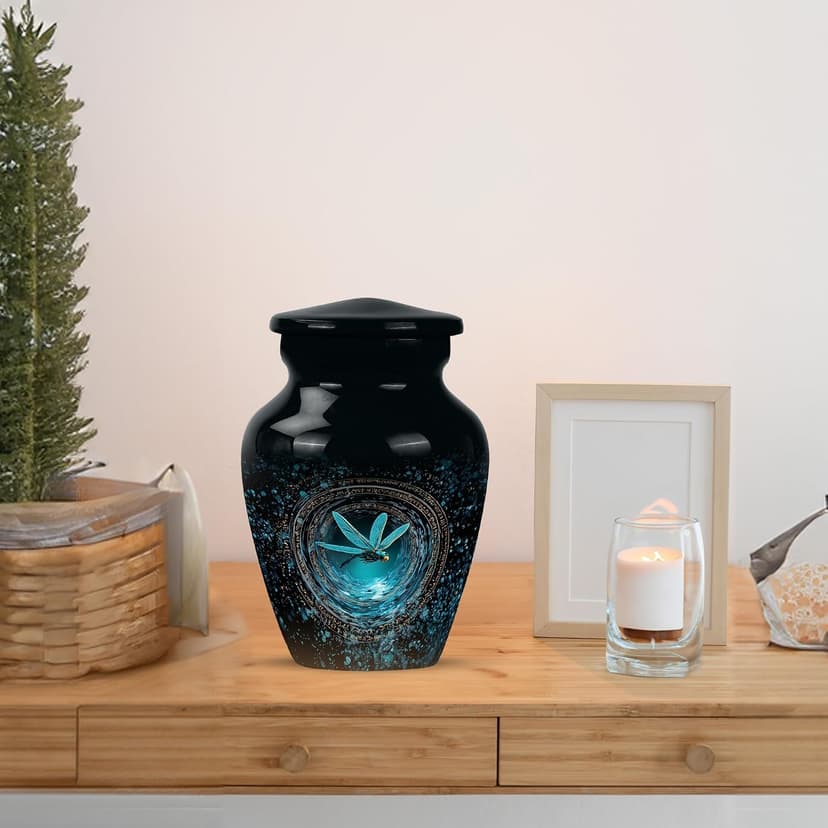 Dragonfly Keepsake Urns for Human Ashes, Black Burial Urn, Mini Handcrafted Cremated Ash Holder, Decorative Funeral Gift for Loss of Loved Ones(3 Inch) B0FS1YWSMY