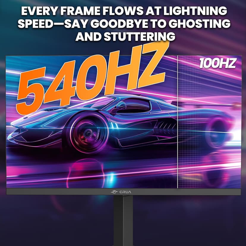 CRUA 27” 540Hz Gaming Monitor, IPS FHD(1920x1080P), AMD FreeSync, 120% sRGB, Height/Pivot/Rotating/Tilt Adjustable Vertical Monitor, HDMI 2.1 + DP 1.4, Wall Mount Install-Black