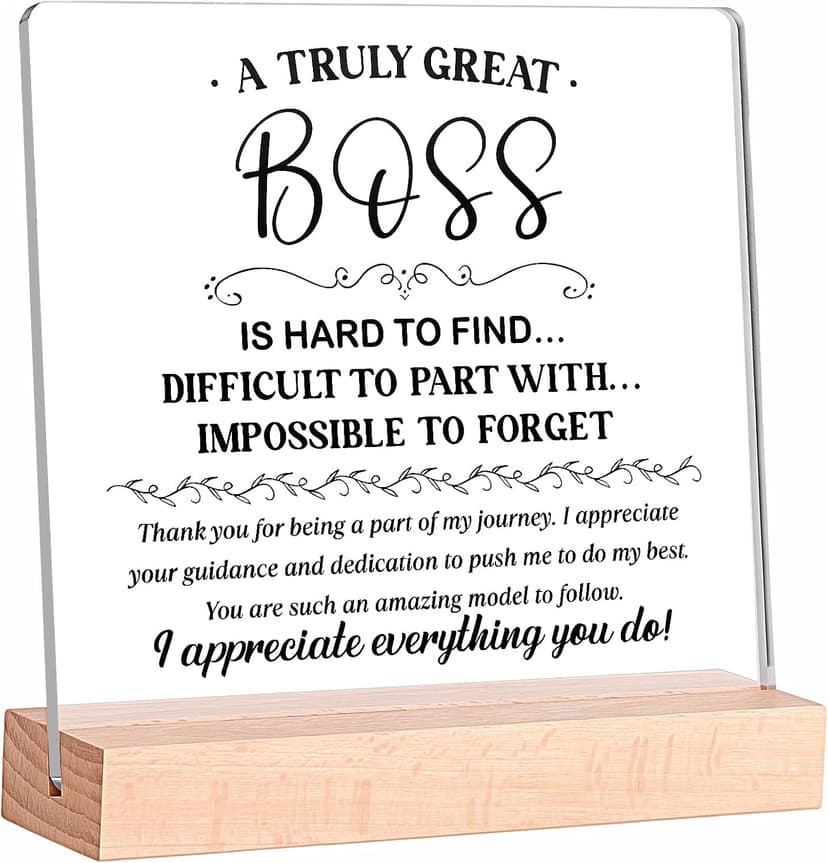 Gifts for Boss Female, Acrylic Plaque Decor Birthday Thank You Gifts for Women Men Office Decor Boss Gifts for Women, 5.5 x 5.9" Acrylic Plaque Gift for Boss Women Man B0H8B3XHLP