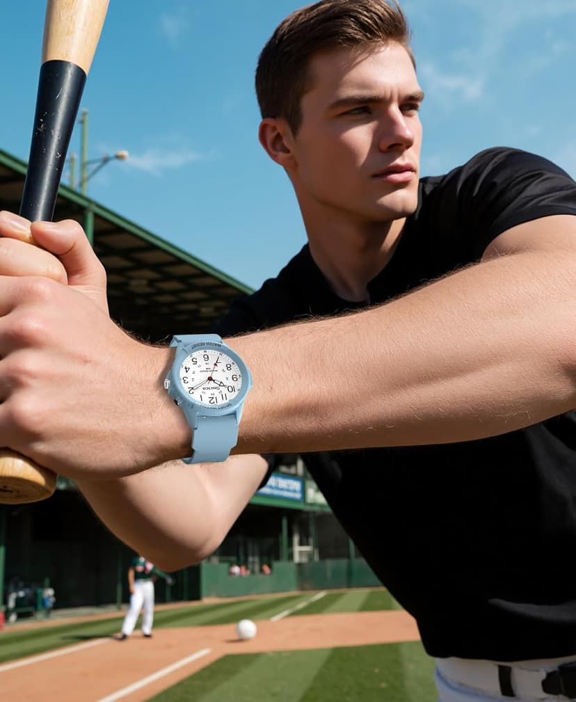 SOCICO Watch for Men Women Big Face Classic Analog Quartz Sports Backlight Unisex Waterproof Nurse Watch for Medical Army Military Time with Second Hand Easy to Read Casual Wristwatch