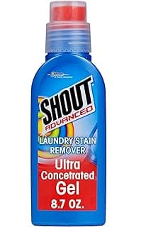 Shout Advanced Stain Remover Gel for Clothes Laundry, Ultra Concentrated Gel with Built-in Scrubber Brush for Deep Set-In stains, 8.7oz
