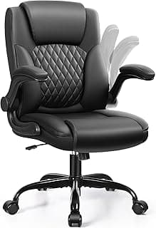 Leather Office Chair, PU Home Computer Desk Chairs with Ergonomic Back Support, 360°Swivel Free,Small Gmaing Chair with Wheels and Adjustable Armrests, for Short People Use, Black
