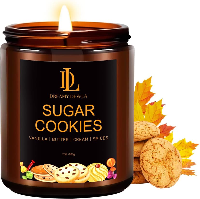 Fall Winter Candle | Sugar Cookies Scented Candle - Thanksgiving Home Decor, 7oz Winter Soy Candles with 50hr Burn Time, Holiday Thanksgiving Christmas Gifts for Women Men