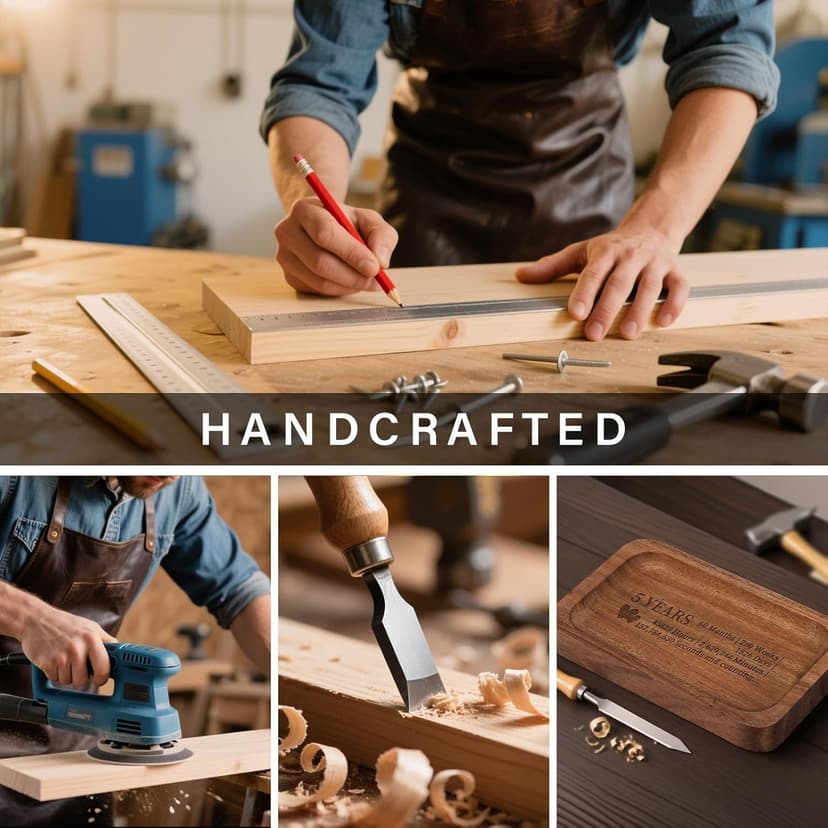 5th Anniversary Wedding Gifts for Wife, Husband – Handmade Acacia Wood Jewelry Tray, the Best Gift to Celebrate Five Years of Love.