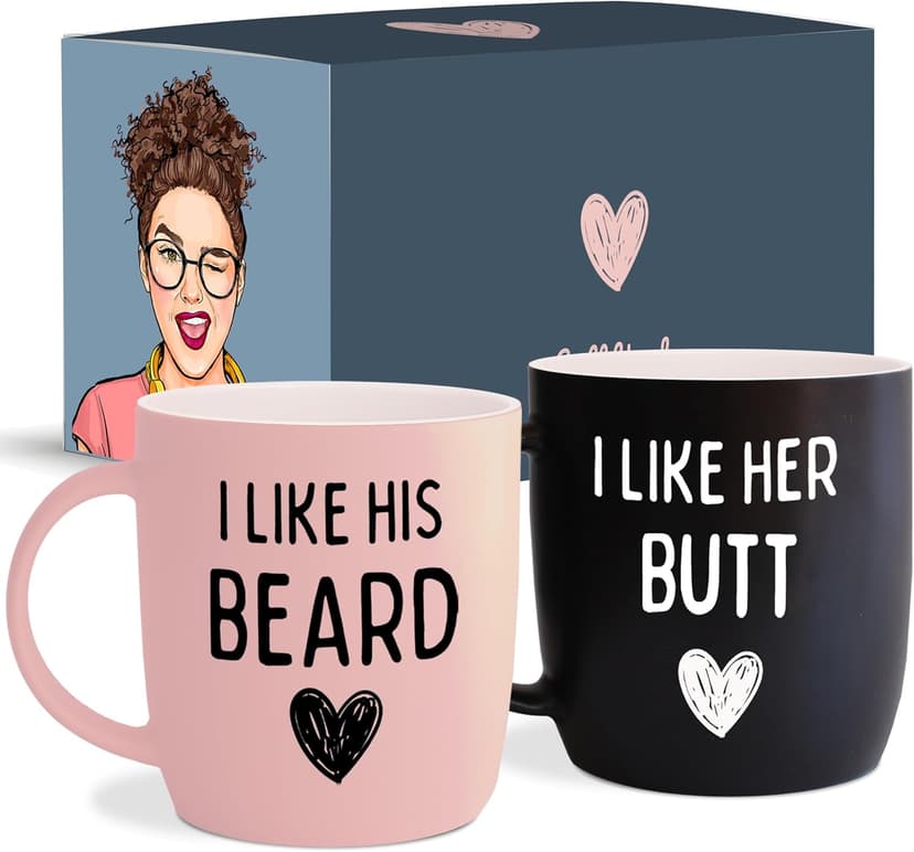 Triple Gifffted Funny Couples Gifts For Christmas, Wedding Anniversary, Engagement, Valentines Day Girlfriend Boyfriend Couple Gift, His & Hers, Bride & Groom, Him & Her, Ceramic, 380ML