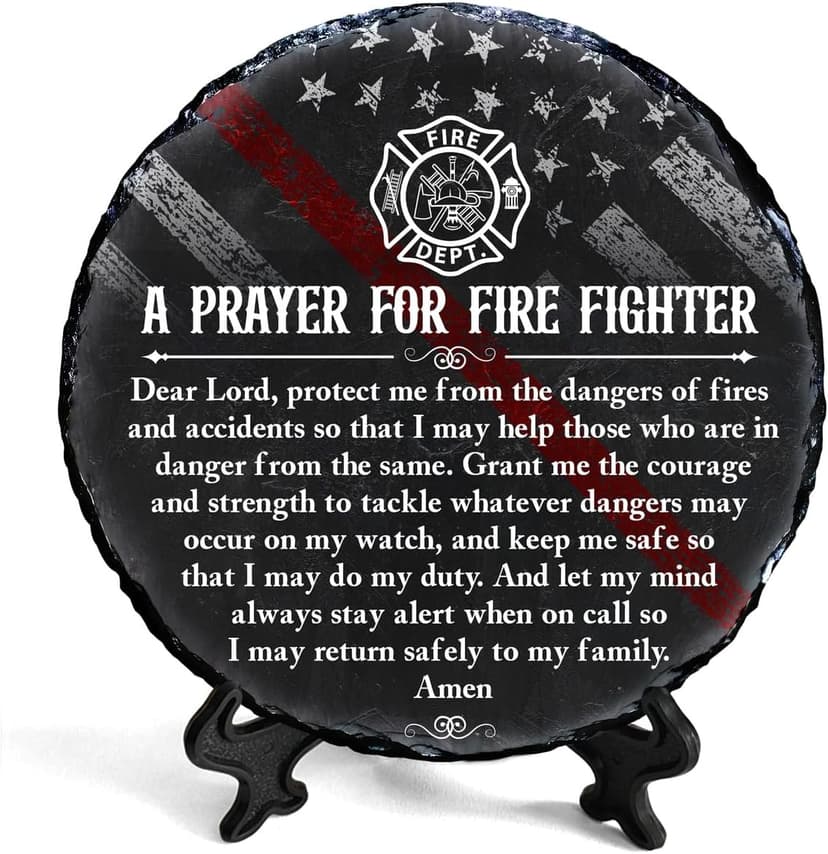 Firefighter Gifts for Men – Fireman Prayer Plaque – Firefighter Graduation Gifts – Inspirational Fire Fighter Decor for Home or Office, Birthday, Christmas, Thank You, Retirement Keepsake