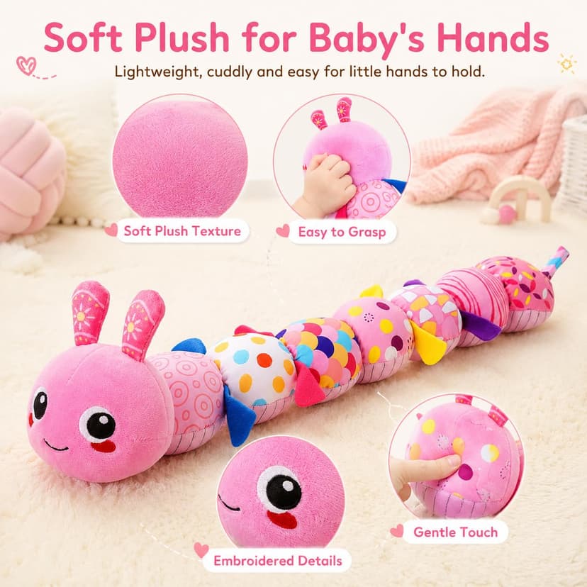 KMUYSL Baby Toys 0-6 6-12 Months, Sensory Music Animal Stuffed Toy for 0 1 2 3 4 5 6+ Months, Plush Toy with Crinkle and Rattles for Infant Newborn, Tummy Time Toys Gifts for 0-3-6-12 Month