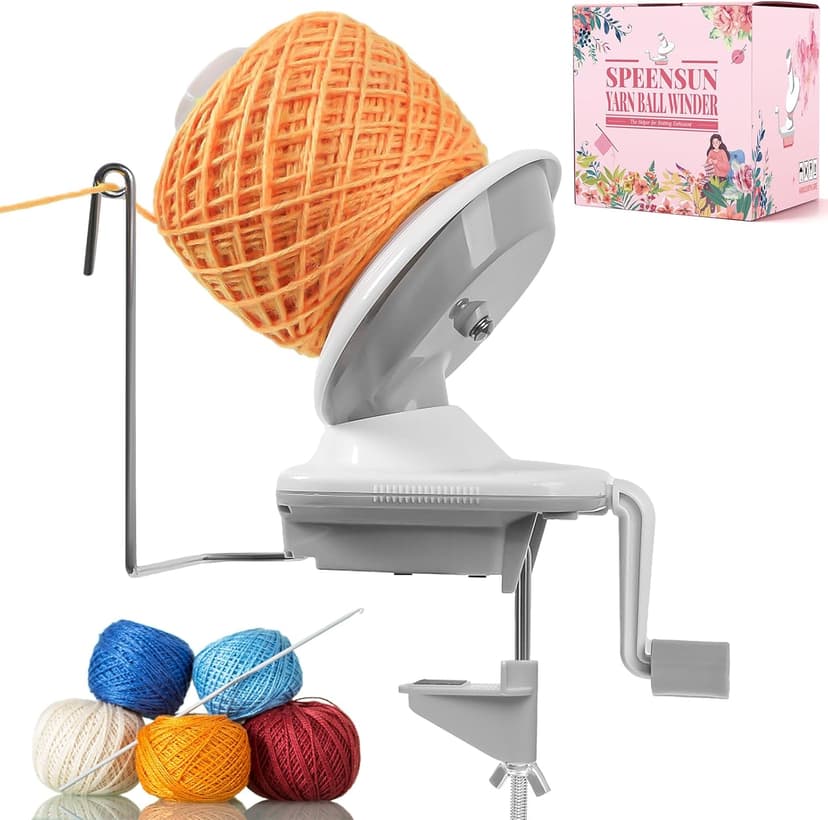 SPEENSUN Yarn Winder, Yarn Winder for Crocheting, 3.5 OZ Easy-to-Install and Efficiently Yarn Ball Winder with Lower Noise, Yarn Spinner for Crochet and Knitting Lover for Yarns Below Size 5