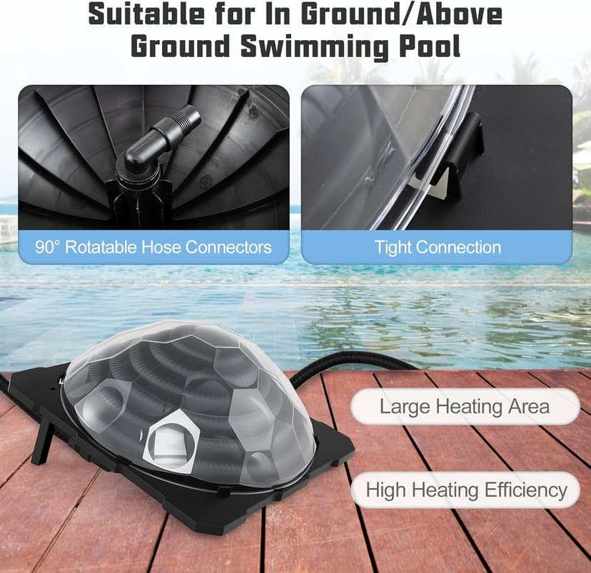 Goplus Solar Pool Heater Above Ground, Inground Swimming Pool Dorm Heater with Rotatable Hose Connectors and Foldable Legs, Solar Powered Water Heating