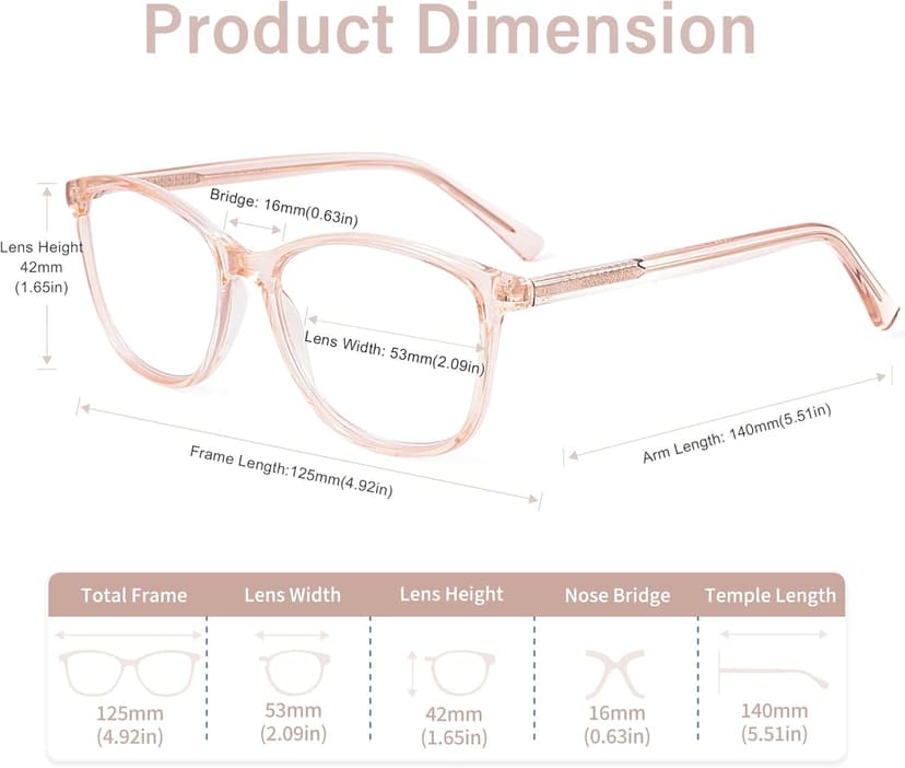Madison Avenue Square Vintage TR90 Blue Light Blocking Reading Glasses for Women, Anti Eyestrain/Glare Computer Readers