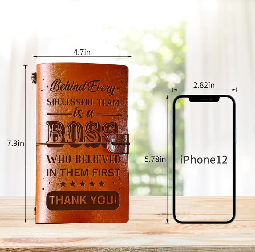PRSTENLY Boss Gifts Leather Journal, 140 Page Refillable Journal Thank You Appreciation Farewell Retirement Christmas Birthday Bosses Day Gifts for Women Men Boss Lady