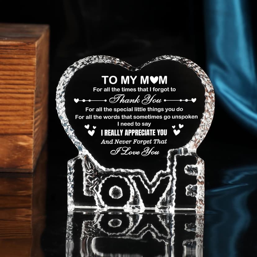 Crystal for Mom, Birthday Gifts for Mom from Daughter Son, K9 Crystal Plaque Keepsake, Best Gift for Mom on Xmas Thanksgiving Anniversary Birthday Mother‘s Day