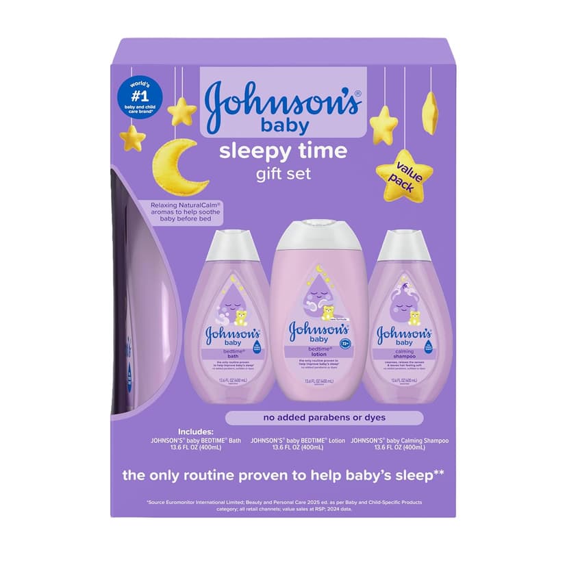 Bedtime Bath, Bedtime Lotion, & Calming Shampoo Gift Set with NaturalCalm Aromas Johnson's Baby Sleepy Time Gift Set, 3 Items B07DGPGR56