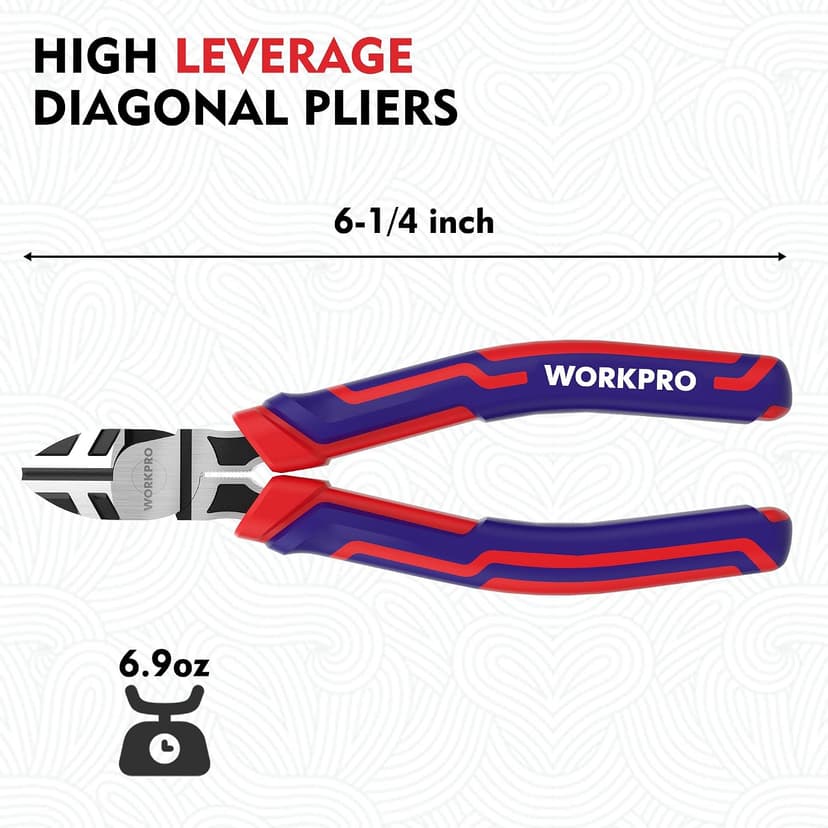WORKPRO 6” Wire Cutters Heavy Duty CRV Steel, Diagonal Pliers for Cutting Wires Craft, Comfort Grip Handle B0B8SKQB9Z
