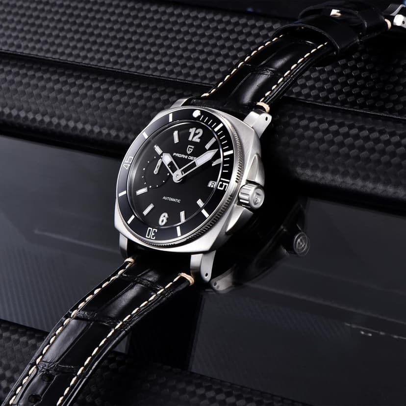 SUZAKU Pagani Design Men's Automatic Watch 43mm Stainless Steel Case Self-Winding Movement Rotating Bezel Luminous Hands 100m Water Resistance Business Casual Timepiece