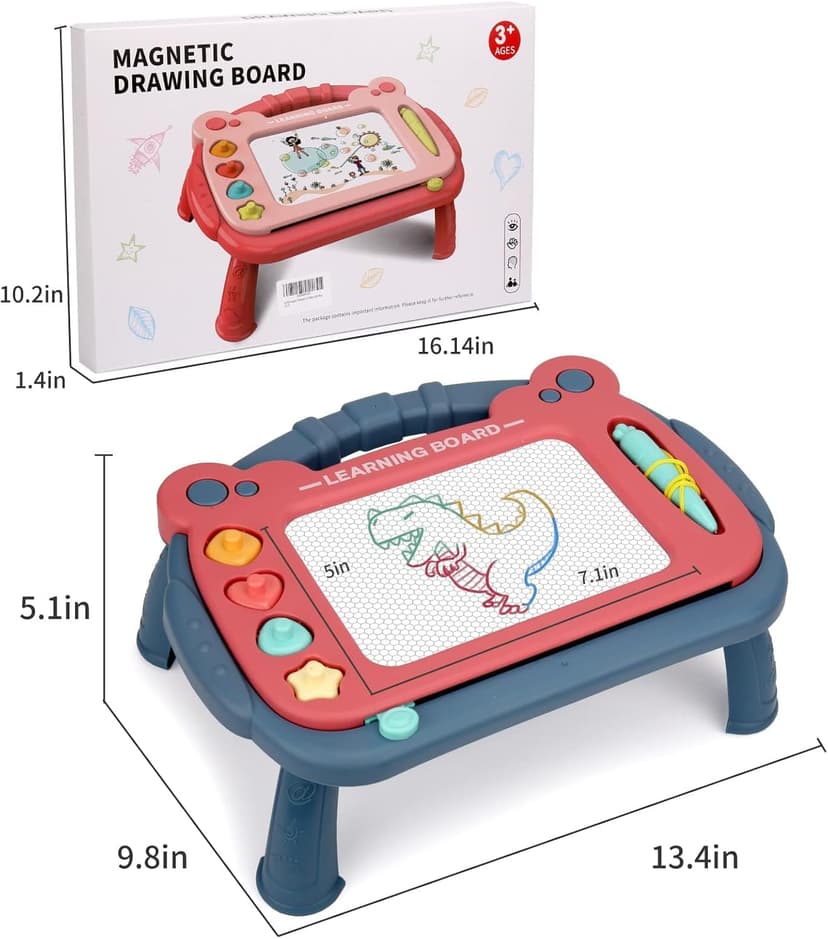 Magnetic Drawing Board for Toddlers 3, Color Erasable Doodle Writing Pad, Learning Painting Sketch Pad, Best Birthday Easter Christmas Halloween Kids Toy Gifts for Boys and Girls(Blue)