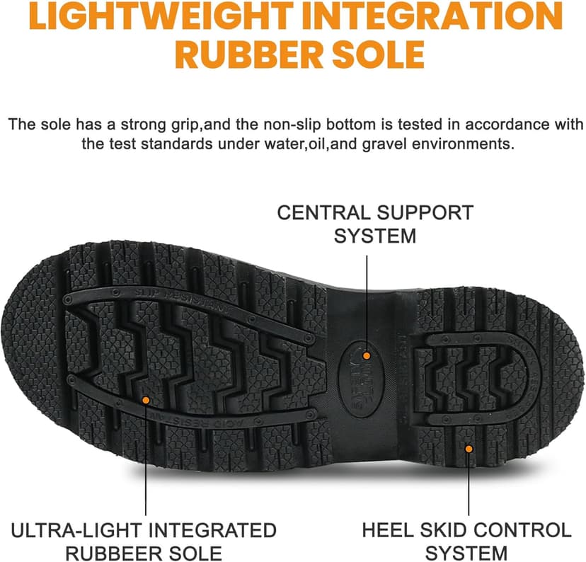 SAFETY LOONG Work Boots for Men Waterproof Soft Toe Non Slip Comfortable Leather Workboots