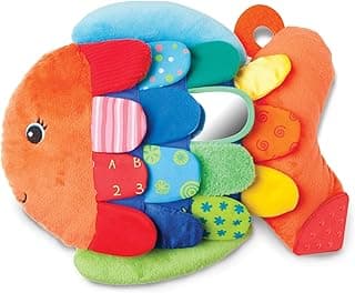 Melissa & Doug K’s Kids, Flip Fish Stuffed Animal, Soft Baby Book, Multi-Textured Squeaking & Crinkling Infant Sensory Toys for Babies with Baby Mirror, Tummy Time Toys for Infants Ages 0–9 Months