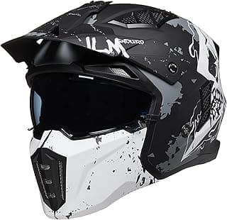 ILM Open Face Motorcycle 3/4 Half Helmet for Men and Women, Vintage Retro Helmet with Visor for Moped ATV Cruiser Scooter DOT Model Z302(Matte Skull,XX-Large)