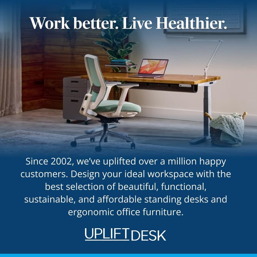 UPLIFT DESK Bamboo (48 x 30 inch) Standing Desk 2-Leg V3 Adjustable Stand Up C-Frame (Black), Advanced Keypad, Wire Grommets, Wire Tray, Rocker Board