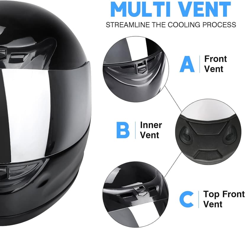 SLMOTO DOT Approved Motorcycle Helmet Hot Gloss Black Full Face Mirror Visor Sun Shield Street Helmet