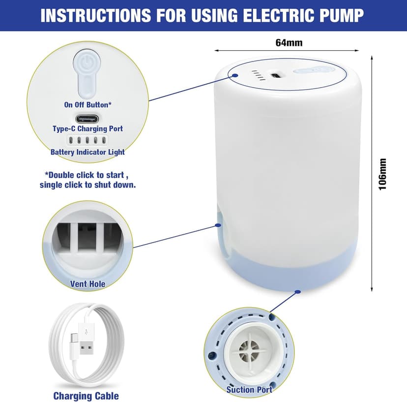 HIBAG Travel Vacuum Bags with Electric Pump for Luggage and Suitcase, Vacuum Seal Compression Packing Bags for Clothes Clothing, Combo 12 Pack