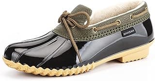 GAWBAW Flat Duck Shoes for Women - Slip On Waterproof Winter Ankle Rain Boots Short Garden Shoes