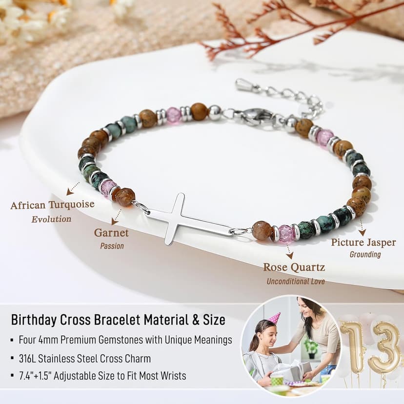 TONY & SANDY Christian Cross Bracelet for Women, Stocking Stuffers for Women, Confirmation Baptism Easter Gifts, Unique Gift for Friends Daughter Mom Sister in Christ on Birthday Christmas