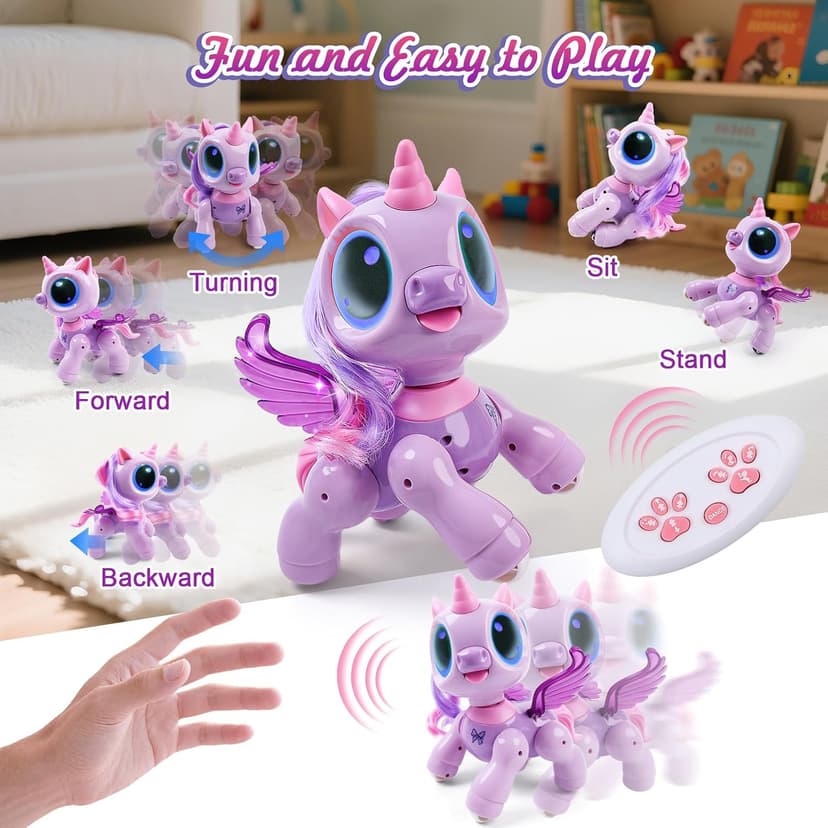 BIRANCO. Unicorn Robot Toys for Girls Age 3-5, Remote Control Electronic Pet, Gesture Sensing, STEM Play, Surprise Interactive Toy for Toddler Gifts and Kids Age 4 5 6+ Years Old B0F1SVTK89