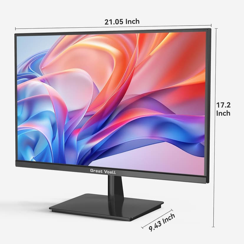 Great voell 23.8" Inch Computer Monitor- FHD 1080P IPS Display 75Hz, 99% sRGB, Eye Care, HDMI VGA, FreeSync, VESA Mountable - Slim Bezel Office & Casual Gaming Screen for PC Console