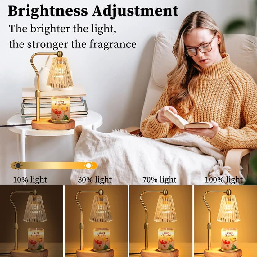 Candle Warmer Lamp with Timer Dimmer Adjustable Height for New Home Bedroom,Mothers Day Gifts,Vintage Home Decor for Scented Jar