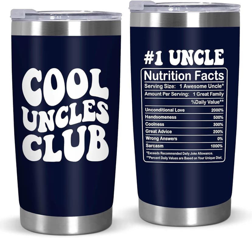 Christmas Best Uncle Gifts for Men - Cool Uncles Club 20 oz Stainless Steel Cup Insulated Travel Tumbler with Lid - Uncle Birthday Gifts for Brother, Presents for Men