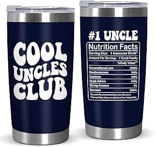 Christmas Best Uncle Gifts for Men - Cool Uncles Club 20 oz Stainless Steel Cup Insulated Travel Tumbler with Lid - Uncle Birthday Gifts for Brother, Presents for Men