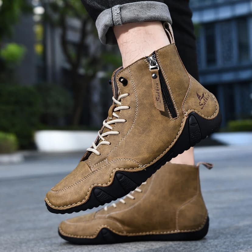 GJUYC Chelsea Boots Mens Leather Shoes For Men High Top Sneakers Casual Handmade Work Men's Size Man Shoe