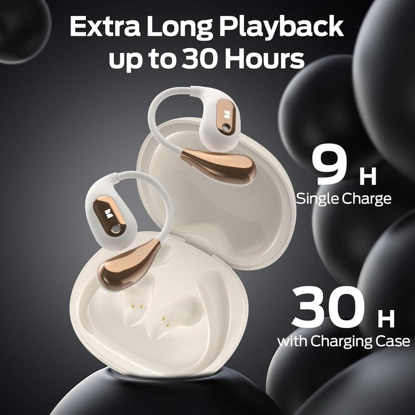 Monster Open Ear AC210 Headphones, Bluetooth 5.4 Earphones Stereo Sound,30 Hours Playback, Type-C Charging, HD Clear Calls, IPX5 Waterproof Open Ear Earbuds,Rose Gold