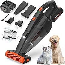 Viewmax Pet Hair Vacuum, Handheld Vacuum Cordless Rechargeable with LED, 10000Pa Suction, 20V Lightweight Portable Hand Vacuum with Multi-Nozzles & Washable HEPA Filter for Pet Hair, Car and Home