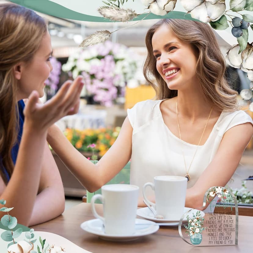 Spiareal Gift for Friend Friendship Women Friend Friendship Birthday Cheer up Gift Acrylic Heart Butterfly Keepsake Paperweight for Home Office Table Shelf(Classic)