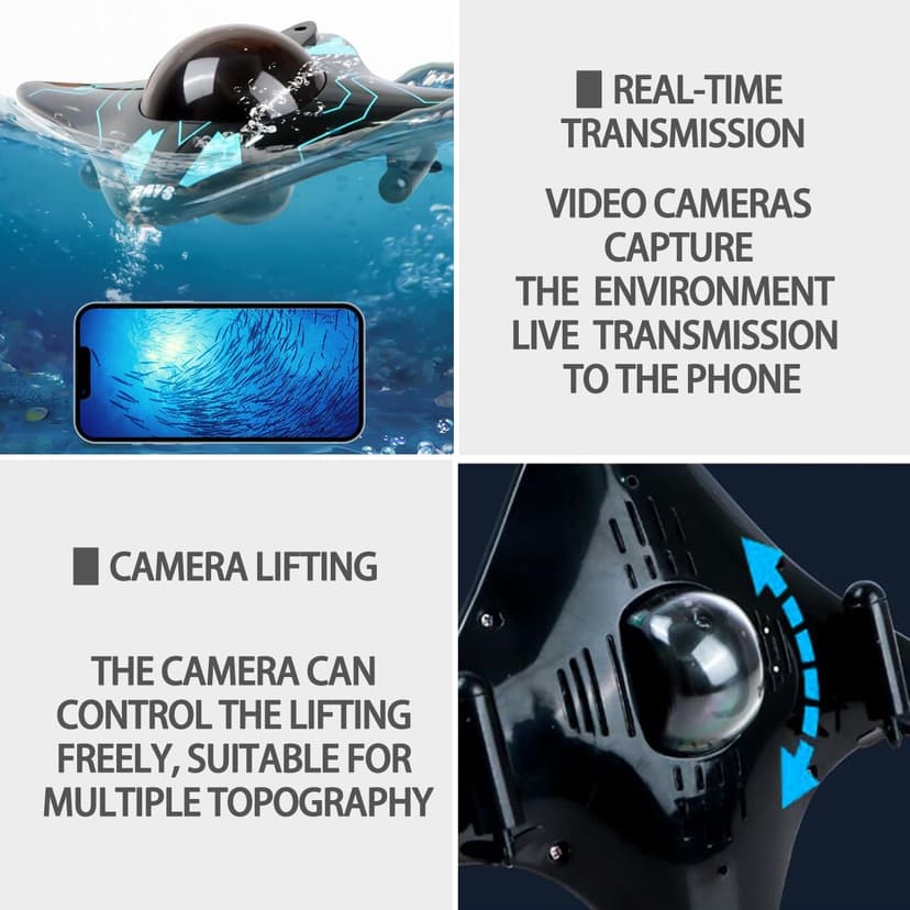 Losbenco RC Boat with Camera - 6 CH Waterproof Remote Control Boat for Pools & Lakes, App Control for iOS & Android, Real-Time Photography, Toys for Adults & Kids Ages 8+