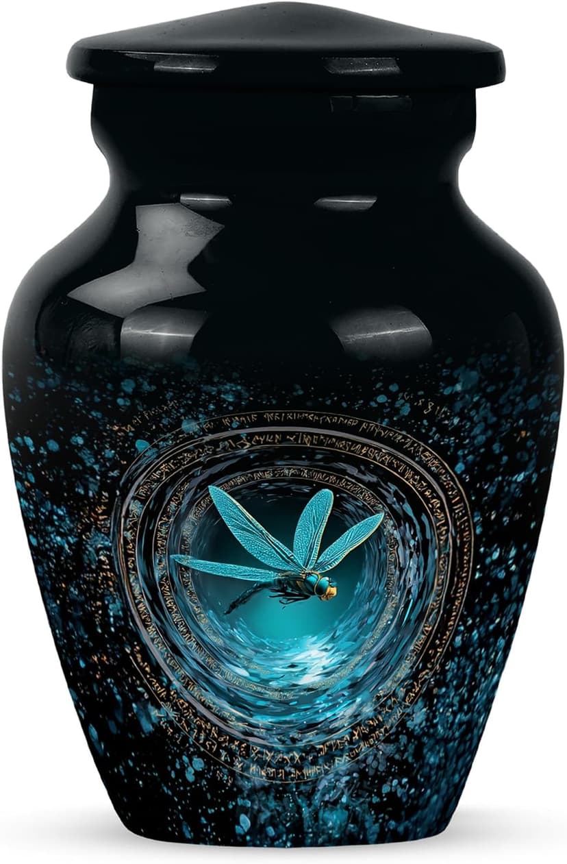 Dragonfly Keepsake Urns for Human Ashes, Black Burial Urn, Mini Handcrafted Cremated Ash Holder, Decorative Funeral Gift for Loss of Loved Ones(3 Inch) B0FS1YWSMY